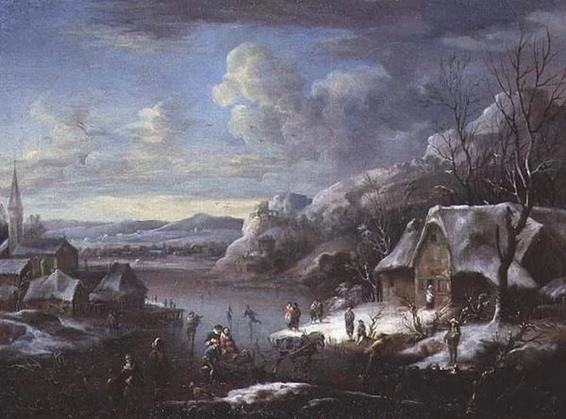 Johann Christian Vollerdt - Scena invernale animata